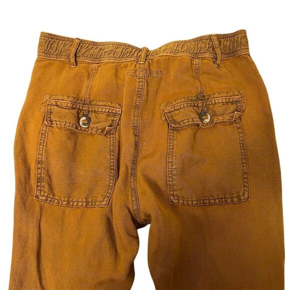 Free People Women's Harem Pants Size 0 in acid washed Brown Elastic Waist Casual - Picture 4 of 11
